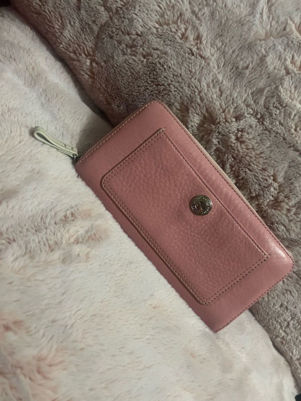 Coach Chelsea Pink Blush Pebbled Leather Accordion Zip Around Wallet